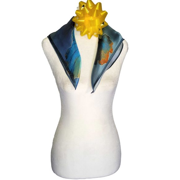 NWT Genuine 100% Mulberry Silk Satin Scarf 20"x20" Small Square Shawl 5490 - Picture 7 of 8